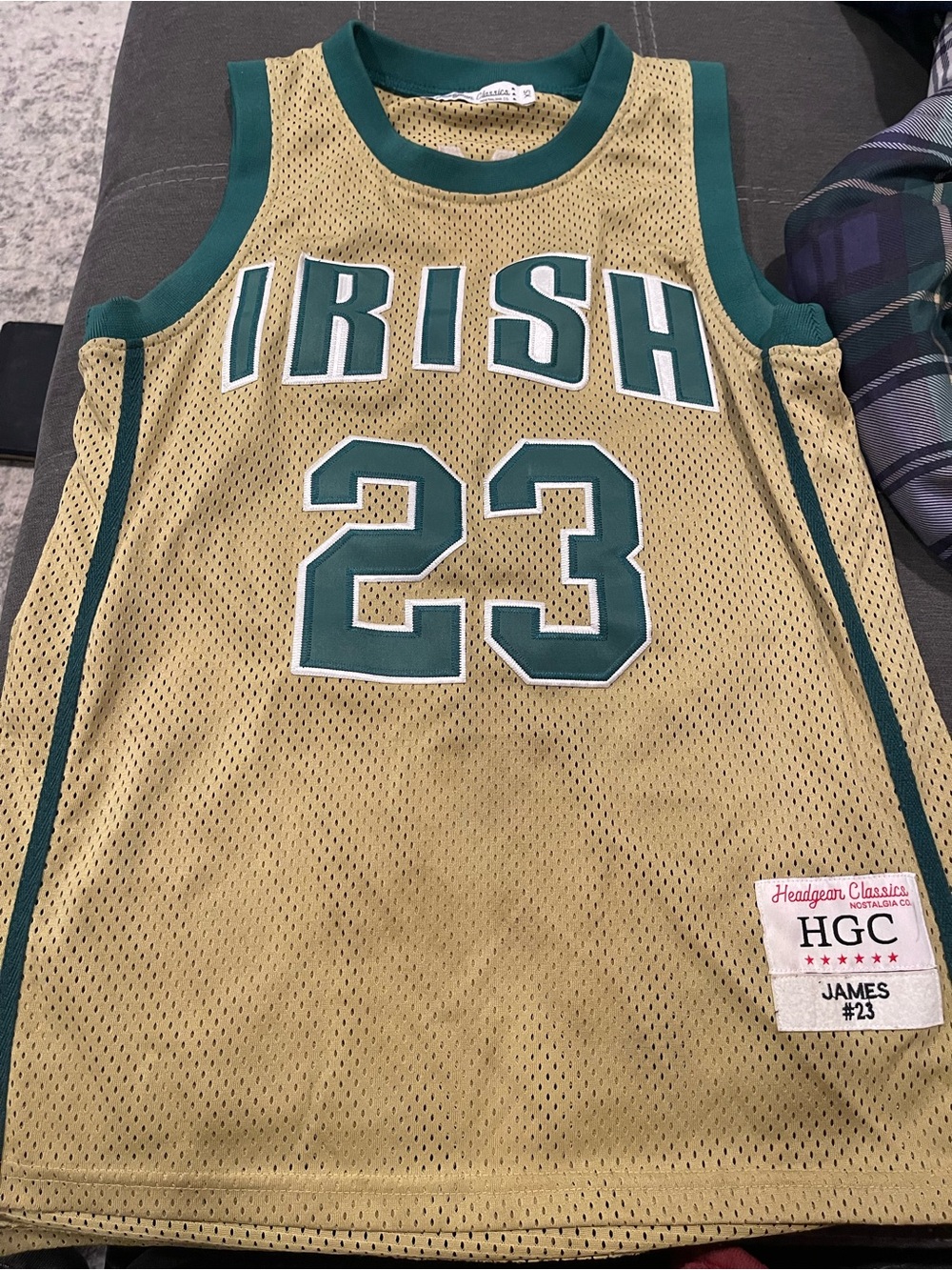 Headgear Classics "IRISH" #23 Mesh Basketball Jersey - Gold & Green